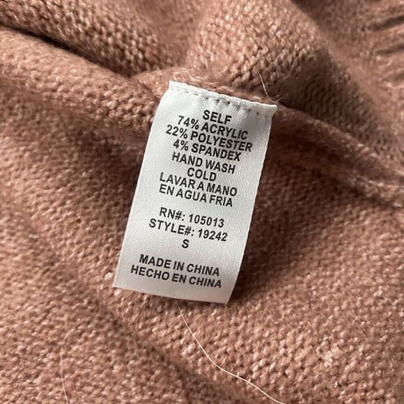 ANDREE by Unit Dusty Mauve Turtleneck Sweater Knit Dolman L/S Sz Small Stretch - Picture 8 of 9